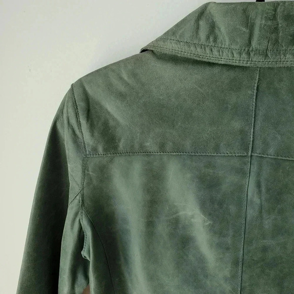 Part two 70's vibe green olive suede leather jacket - Picture 9 of 15